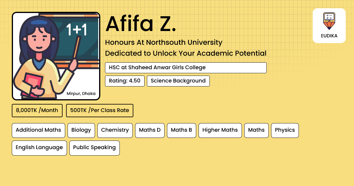 Afifa Z. | Additional Maths, Biology, Chemistry, Maths D, Maths B ...