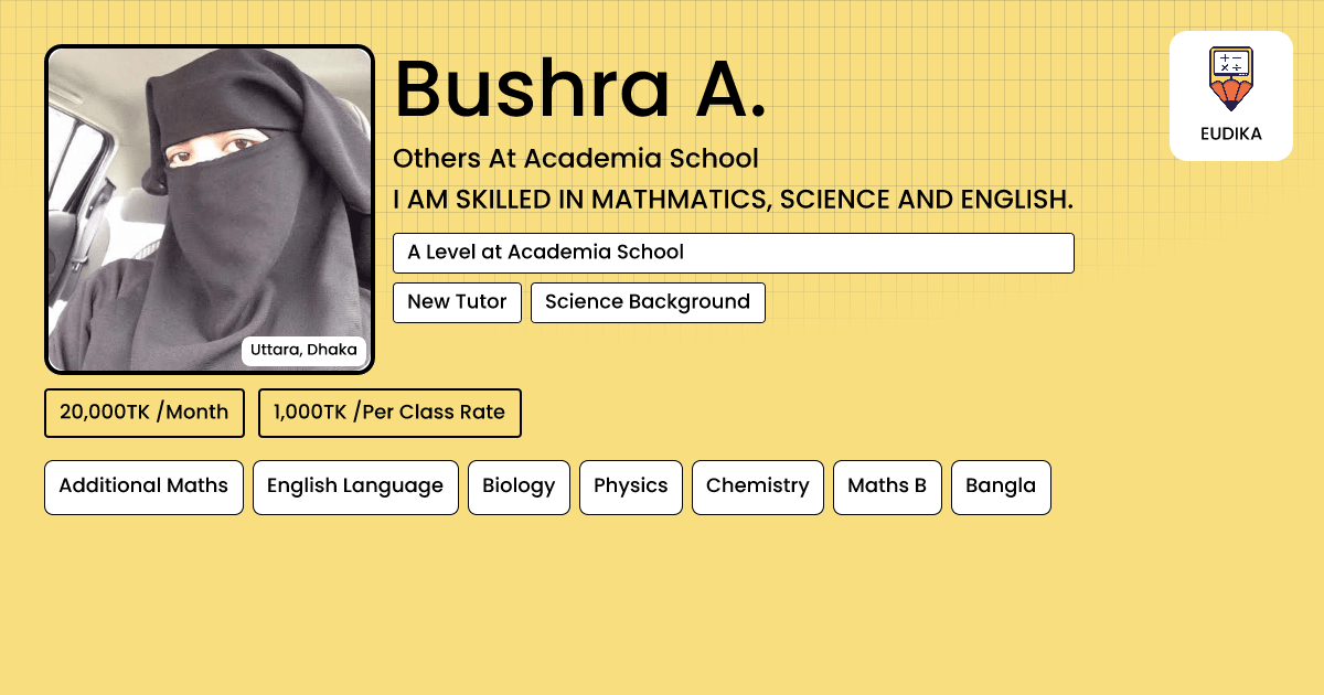 Api Busrha Bushra A. | Additional Maths, English Language, Biology, Physics ...