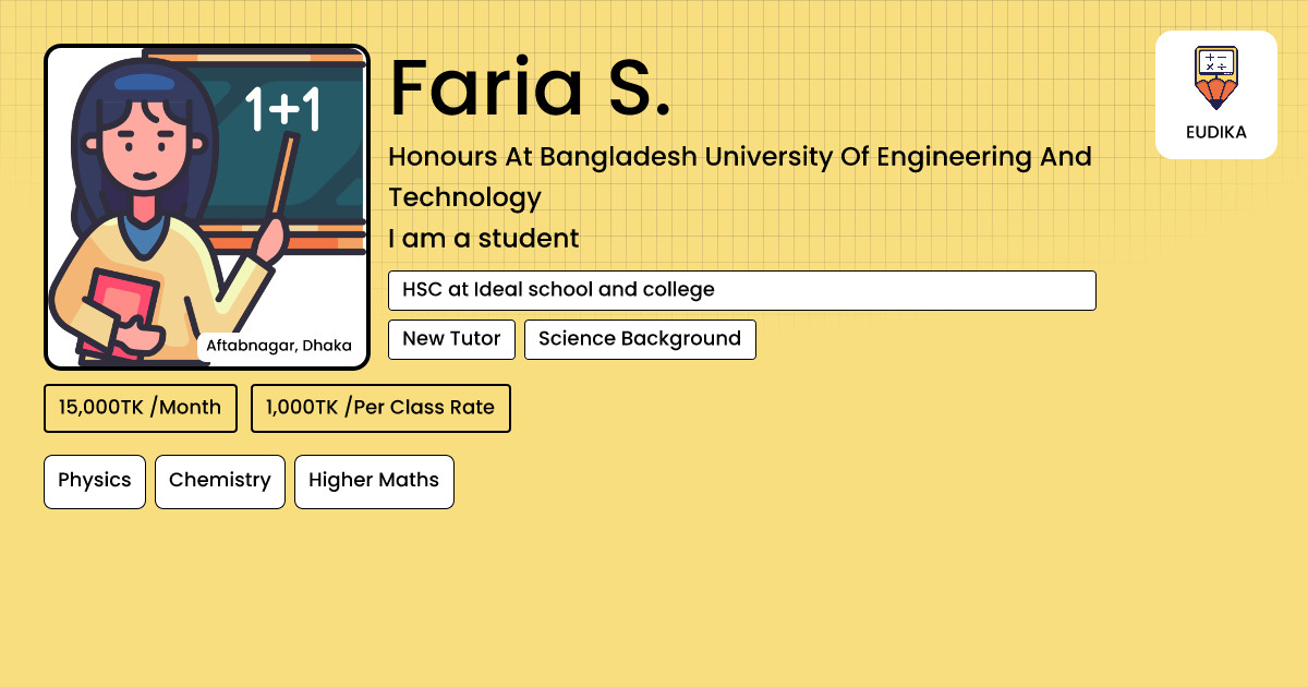 Api Faraia Faria S. | Physics, Chemistry, Higher Maths | Eudika