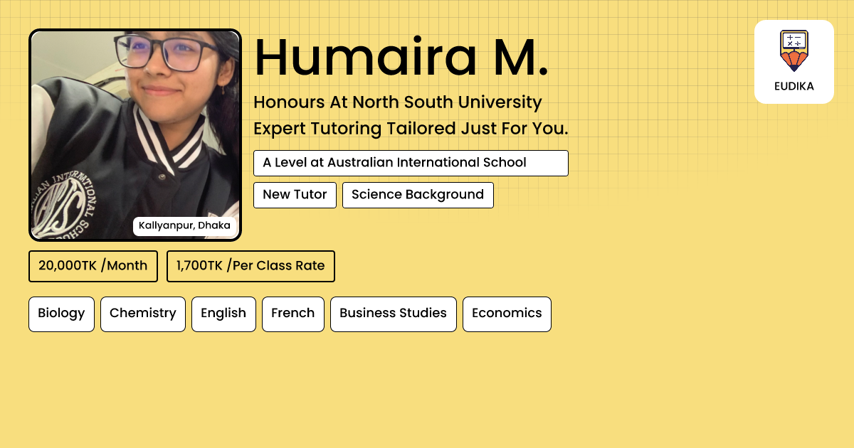 Api Humaira Humaira M. | Biology, Chemistry, English, French, Business Studies ...