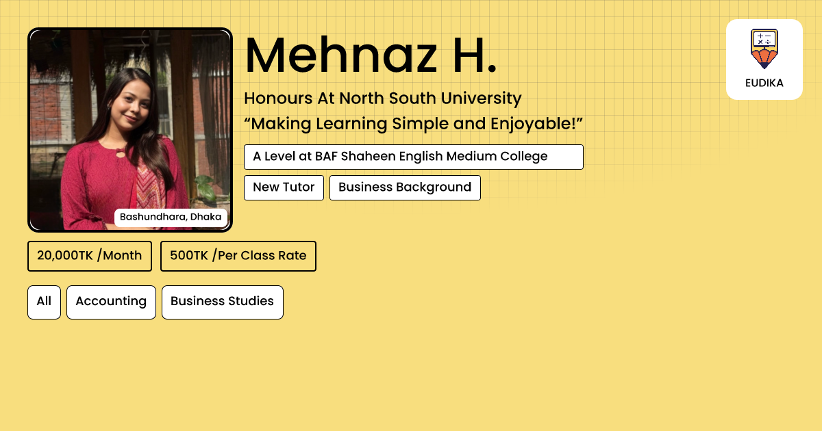Mennaz Api Mehnaz H. | All, Accounting , Business Studies | Eudika