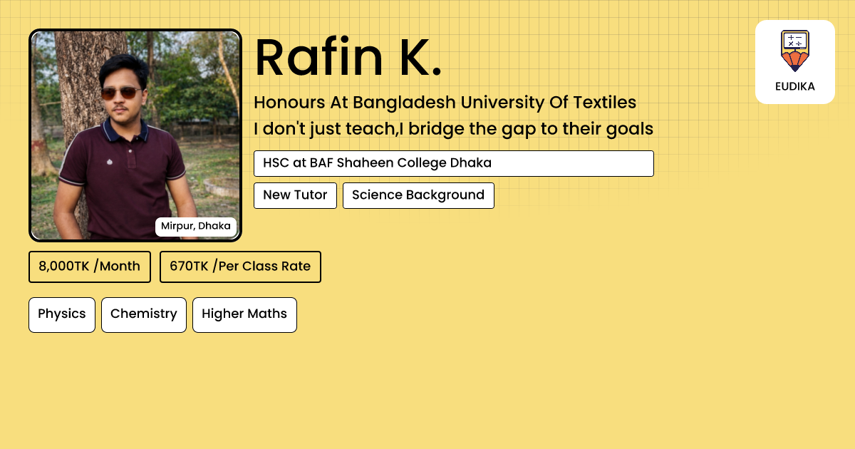 Rabina Rafin Rafin K. | Physics, Chemistry, Higher Maths | Eudika