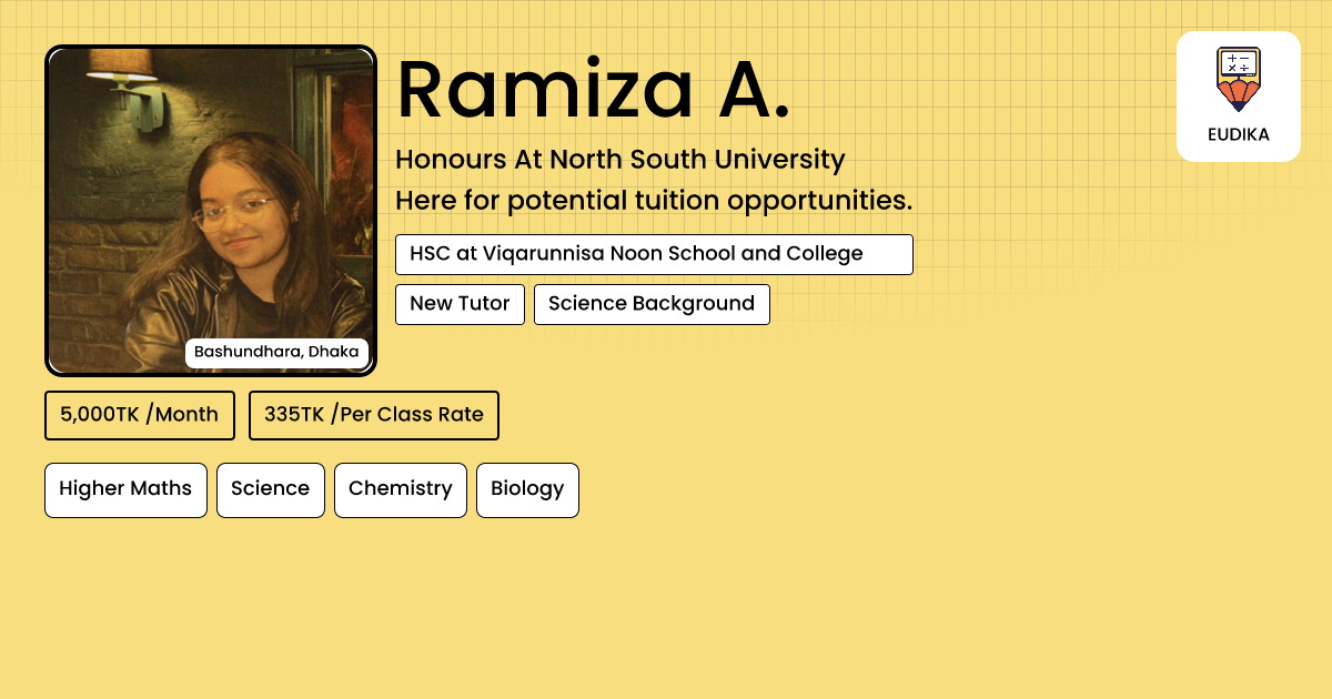 Api Ramiza Ramiza A. | Higher Maths, Science, Chemistry, Biology | Eudika