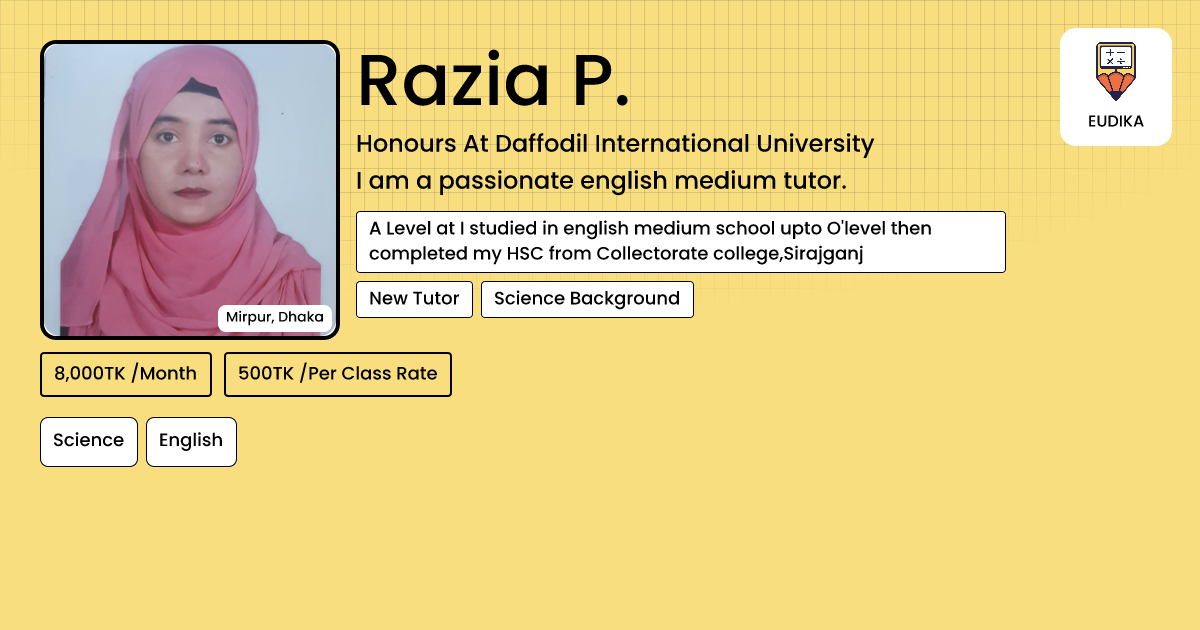 Api Razia Razia P. | Science, English | Eudika