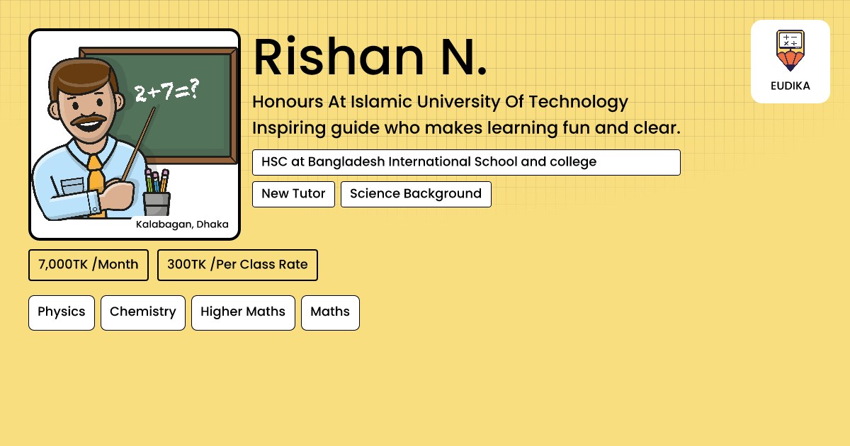 Rishan Randa Rishan N. | Physics, Chemistry, Higher Maths, Maths | Eudika