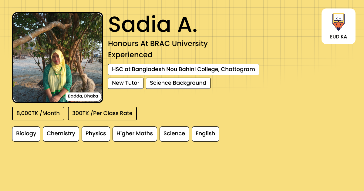 Api Sadia Sadia A. | Biology, Chemistry, Physics, Higher Maths, Science, English ...