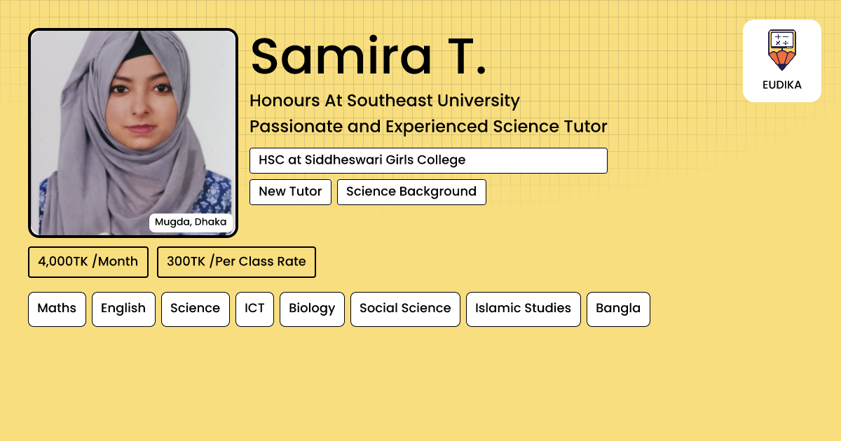 Samira T. | Maths, English, Science, ICT, Biology, Social Science ...