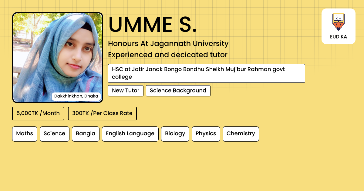 Api Umme UMME S. | Maths, Science, Bangla, English Language, Biology, Physics ...