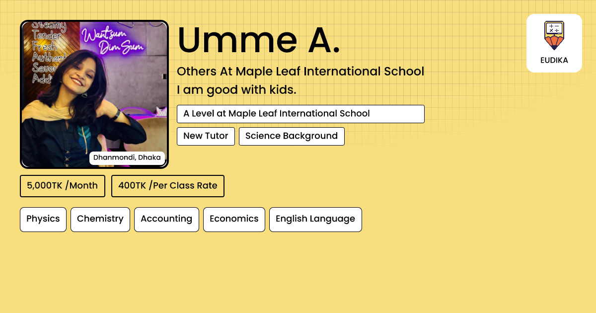 Api Umme Umme A. | Physics, Chemistry, Accounting , Economics, English Language ...